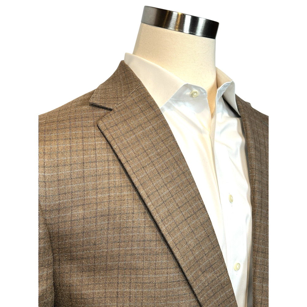 Hart Schaffner Marx 46R Heatherd Brown Ice Blue Plaid Sport Coat - Picture 5 of 15